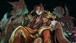 An emperor clutching a dead woman with scary demon ladies behind him in My Lovely Empress