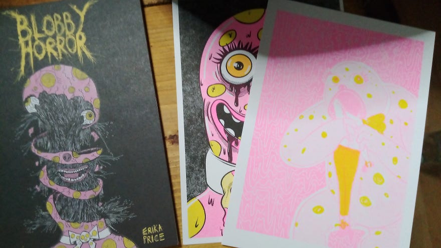 The Blobby Horror comic anthology and art prints.