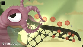 A tentacled monster vomits black goo onto a construction suspended by balloons.